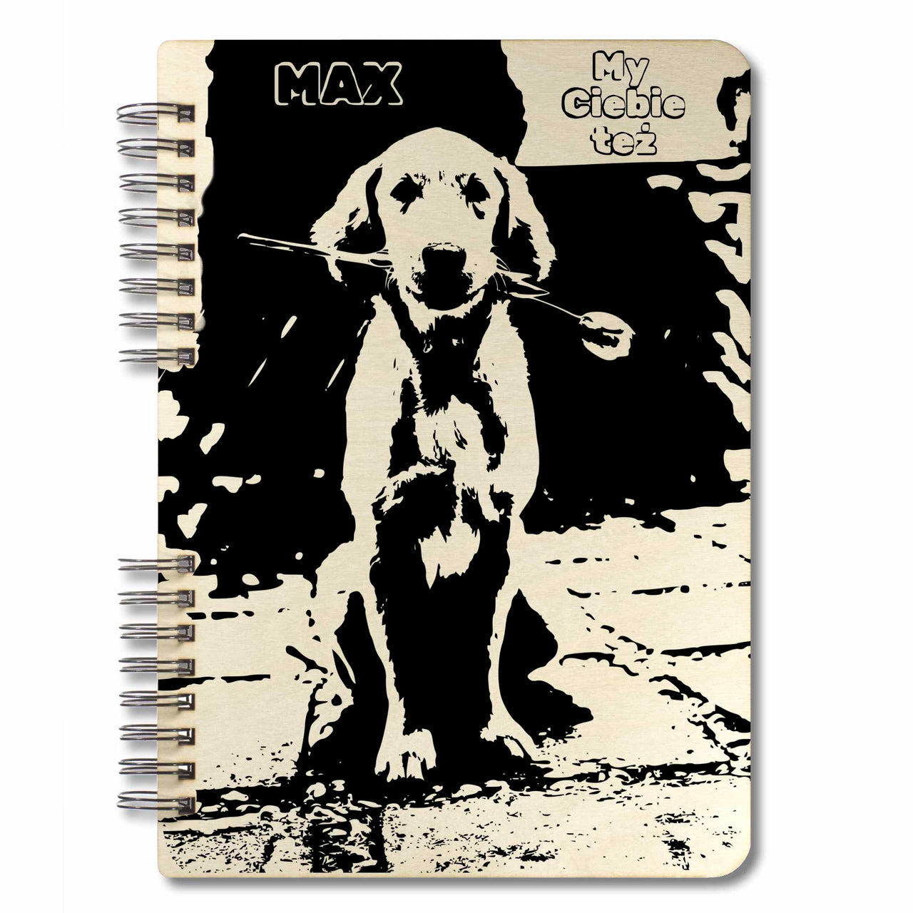 album na zdjęcia psa Maxa z różą w pysku