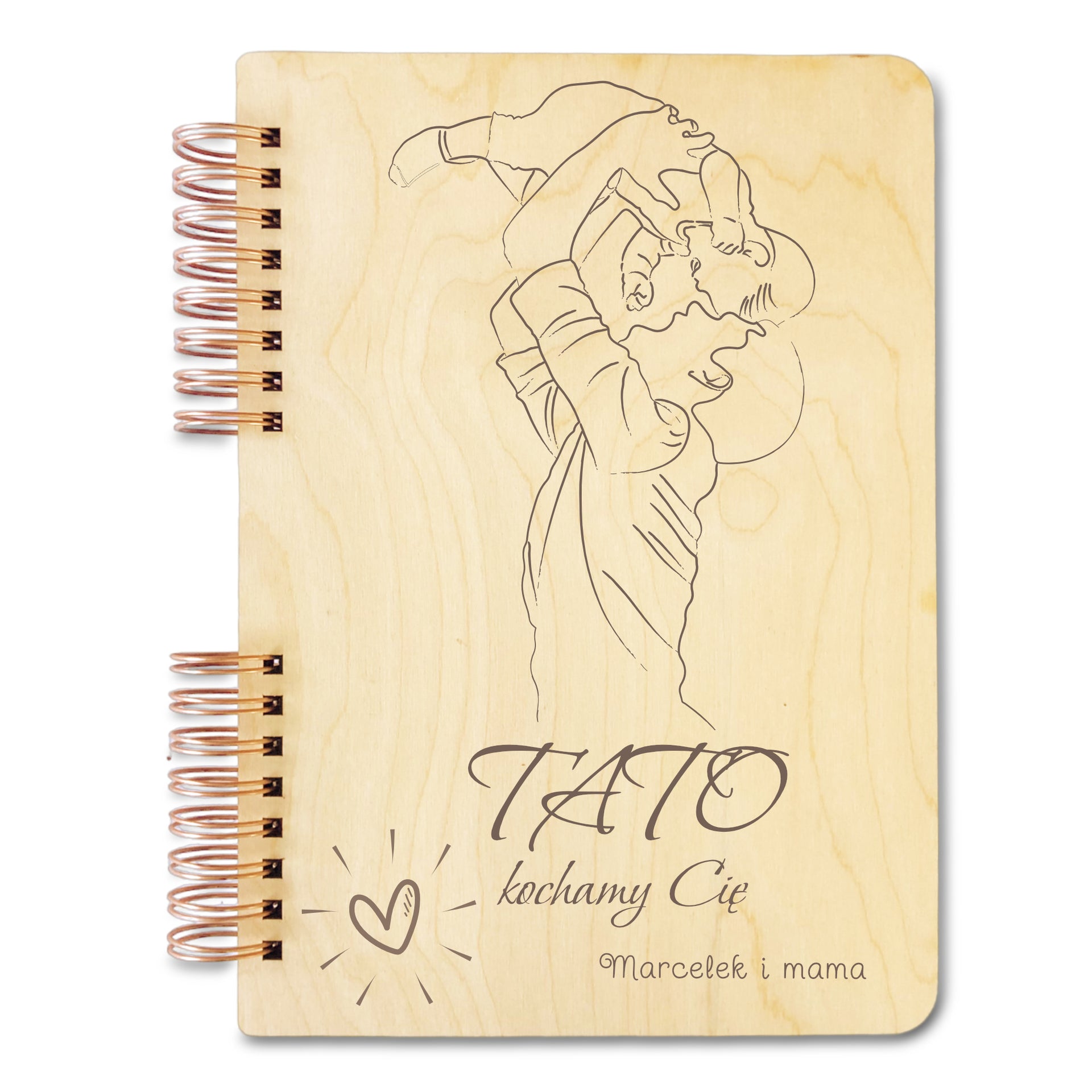 personalizowany album na zdjęcia dla taty ze złotą spiralą