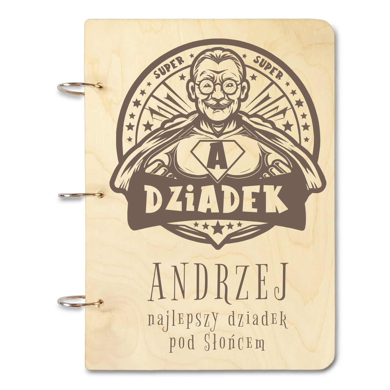 drewniany album z grawerem